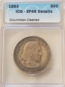 1893 Columbian Exposition Half Dollar ICG XF45, details. Silver