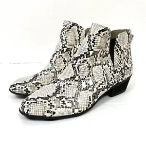 Circus Sam Edelman Pipper Black & White Faux Snakeskin Leather Ankle Booties 10 - Picture 1 of 7