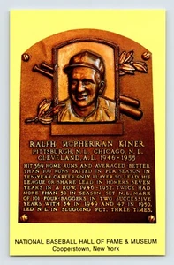 Postcard Baseball Ralph Kiner Hall Fame Plaque 1990s Unposted Chrome - Picture 1 of 2