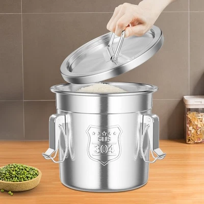 6L Airtight Rice Bucket 304 Stainless Steel Canister Food Storage Container NEW - Image 1 of 4