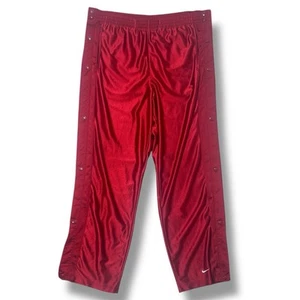 VTG Nike Pants Mens LG Red Snap Button Breakaway Tearaway Warm Up Shiny 90s Y2K - Picture 1 of 6
