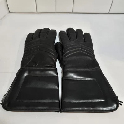 Fox Distributing Black Leather Gauntlet Motorcycle Riding Gloves SZ S Korea VTG - Image 1 of 4