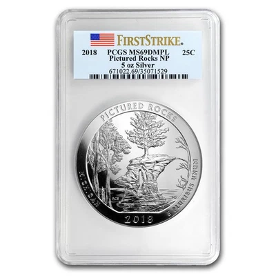 2018 5 oz Silver ATB Pictured Rocks MS-69 DMPL PCGS (FS) - Image 1 of 3