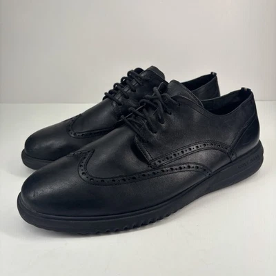 Zapatos Oxford de vestir de cuero negro Cole Haan Grand+ punta de ala para hombre EE. UU. 12W C36938 Foto 1 de 4