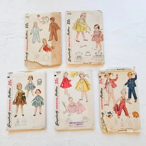 Children's Patterns Lot of 5 1950s Size 1 Jackets Overalls Dresses Simplicity - Picture 1 of 12