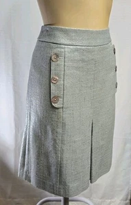 Falda Brooks Brothers Italiana MOD Gris Detalle Metálico Hasta la Rodilla Talla 6 Plisada - Imagen 1 de 12