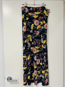 King Louie Floral A-Line Maxi Skirt Navy Size Medium - Picture 1 of 8