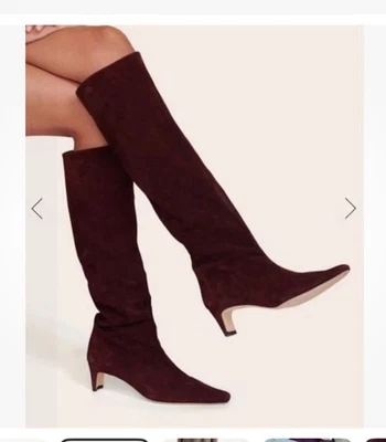 STAUD Wally Knee High Boot NEW Pinot Plum Suede Woman’s Size 38 US Sz 8 - Image 1 of 4