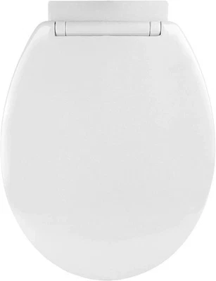 BURAKH Universal WC-Sitz weiß Kunststoff oval Softclose Badsitz mit Armaturen
