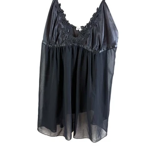 Vintage Y2K Babydoll Tank Top V-Ausschnitt Fee transparent Spitze Whimsigoth Linea Donatella - Bild 1 von 10