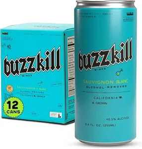 Buzzkill Sparkling Blanc de Blancs Alcohol Free White Wine Vegan Gluten Free - Picture 1 of 5