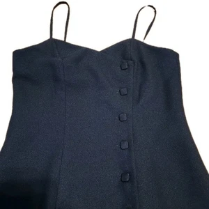 Vintage 90s Liz Claiborne Black Wrap Dress Midi Asymmetrical Button Petite 6 - Picture 1 of 5