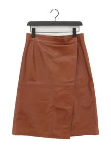 French Connection Women's Midi Skirt UK 14 Brown Leather with Polyester Wrap - Picture 1 of 6