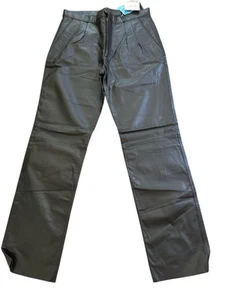 Alan Michaels Black Leather Biker Moto Straight Leg Pants Sz 36 (unhemmed) - Picture 1 of 4