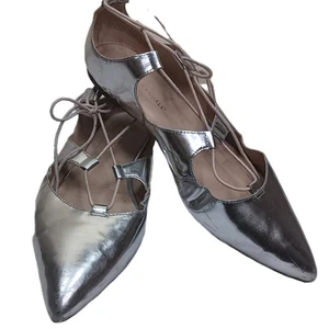 Loeffler Randall METALLIC Silver CRISSCROSS Slip On BALLET FLAT Shoe CHIC 10.5  - Picture 1 of 17