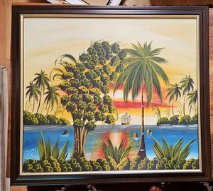 Dominican Republic Original oil acrylic tropical beach painting. - Picture 1 of 6