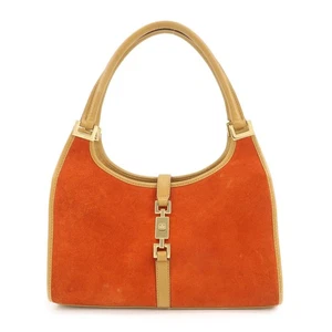 GUCCI Jackie Suede Leather Shoulder Bag Hand Bag Orange 002.1068 Auth Used F/S - Picture 1 of 24