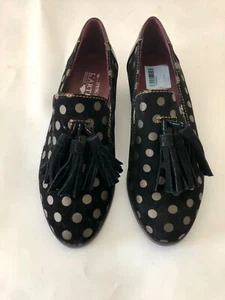 SPRING STEP L'ARTISTE KLASIK Black Leather Dot Tassel Flats Loafers 6 US NEW - Picture 1 of 13