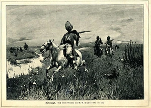 Falkenjagd -- Wywiorski -- Holzstich -- aus 1898- - Picture 1 of 1