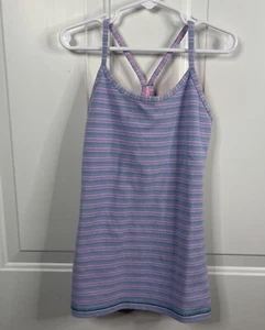Ivivva Lululemon Girls Tumblin’ Tank Top, Y-Back Racerback, Sz 8 Girl Blue Pink - Picture 1 of 18