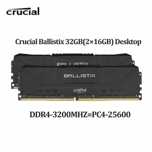 Crucial Ballistix 3200 MHz DDR4 32GB(2×16GB) RAM Desktop Memory DIMM 288PIN New - Picture 1 of 7