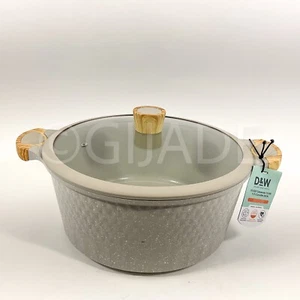 Deane & White D&W Casserole Stock Pot Nonstick Beige Lid 10.3-QT, 12.5” Cookware - Picture 1 of 9