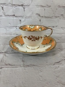 Set tazze da tè vintage pesca con bordo oro - Foto 1 di 9