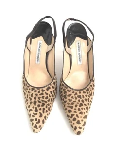 Tacones Manolo Blahnik Talla 10.5 Leopardo Punta Cerrada - Imagen 1 de 4
