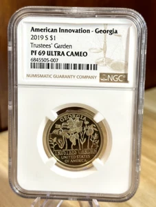 2019 S American Innovation Proof Dollar Georgia Trustees NGC PF 69 ULTRA CAMEO - Picture 1 of 2