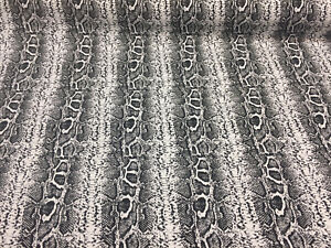 Black White Snake Skin Design Cotton stretch Spandex Fabric by the yard