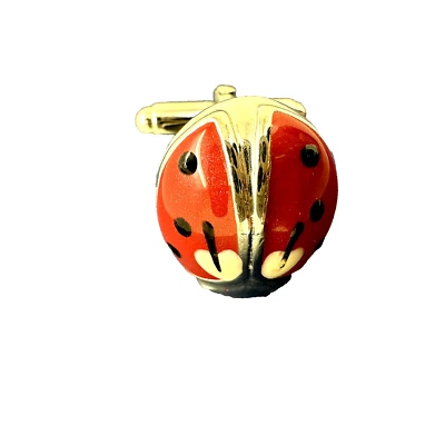 GEMELOS INDIVIDUALES LADYBUG VINTAGE PLATA ESTERLINA 925 ESMALTE ROJO Foto 1 de 4