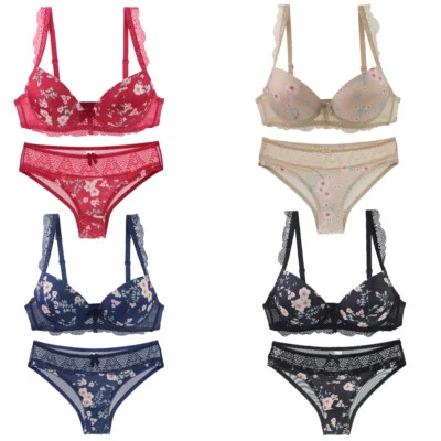 Damen Unterwäsche Spitze Extreme push up Balconette BH Sets Dessous Sets Höschen - Bild 1 von 4