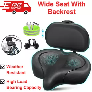 Oversized Bike Seat, Wide Bicycle Saddle Backrest Design Women Men Extra Comfort - Picture 1 of 9