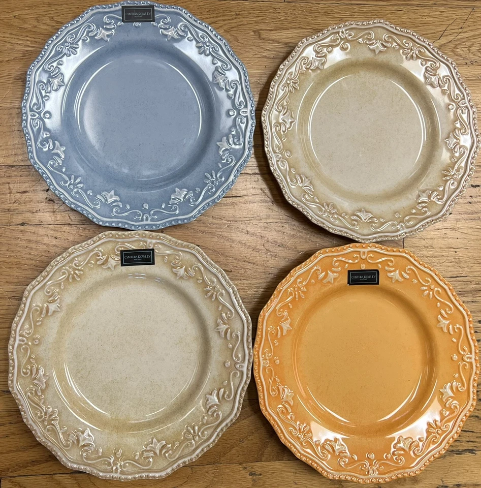 Cynthia Rowley Assorted Color Floral Scalloped Edge MELAMINE Side Plates Set 4 - Image 1 of 1