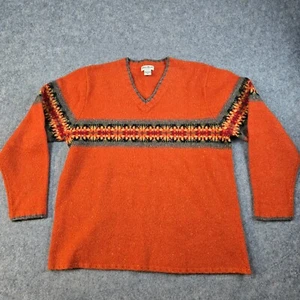 Maglione maglia vintage Eddie Bauer uomo XLT arancione felpa Argyle Aztec 100% lana - Foto 1 di 7