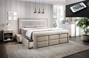 Boxspringbett mit Bettkasten und LED Bett Aston Doppelbett 160 cm o. 180 cm - Bild 1 von 11