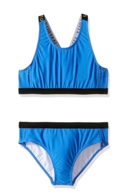NUEVO Juego de 2 Tankini Seafolly Big Girls Summer Essentials, azul hawaiano, TALLA 6 Foto 1 de 2