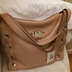 100% JIMMY CHOO Rion Grainy Soft Leather Tote Shoulder Bag in Ballet Pink - Picture 1 of 10
