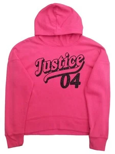 Justice '04 Girls Pink & Black Sparkles Pullover Hoodie Sweatshirt - Picture 1 of 1