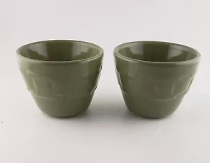2 cuencos de inmersión Longaberger Pottery Classic verde salvia tejido Traditions pequeños de 6 oz - Imagen 1 de 3