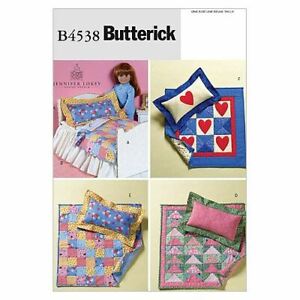 Butterick Sewing Patterns 4538 18-inch Doll Bed Mini Quilts Pillow One Size