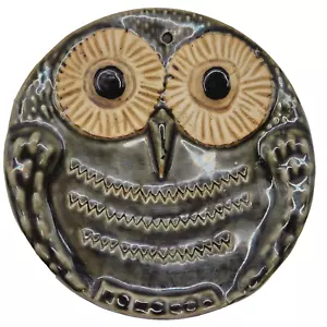 Owl Art Pottery Sculpture Plaque Wall Hanging Trinket Dish Decoration MCM Japan - Picture 1 of 16