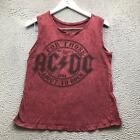 AC DC For Those About To Rock Music Tank Top Women's Medium M Graphic Maroon