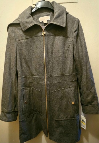 Cappotto auto Michael Kors grigio lana M nuovo con etichette
