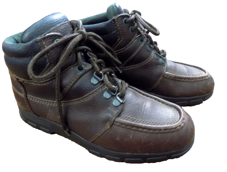 Vtg DEXTER Ankle Hiking Boots Women's 8.5 Brown SOFT Leather Moc Toe MADE USA GC - Image 1 of 4