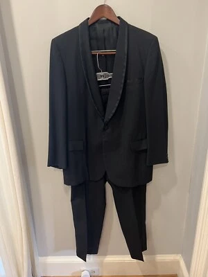 After Six by Rudofker Mens 40R Vintage 40-50s Black 2 Piece Tuxedo 32x28 Pant - Image 1 of 4