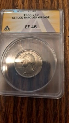 1988 Quarter P Struck Through Grease Anacs EF 45 - Image 1 of 3