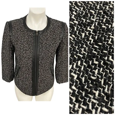 Blazer Halógeno Mujer 8P Negro Chaqueta Cremallera Oficina Corpcore Trabajo Tweed Pequeño Foto 1 de 4