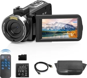 Video Camera, 2.7K UHD 48MP Camcorder w/ 3.0 Inch IPS Touch Screen 270° Rotation - Picture 1 of 7
