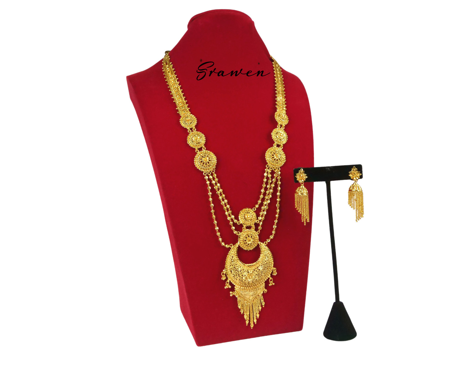 24K Gold plated long necklace rani haar 